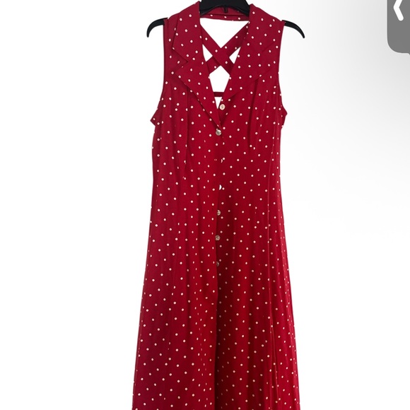 Sheri Martin Red Dress with White Polka Dots - Picture 1 of 4